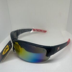 Khan Mirrored Mens Wrap Semi Rimless Sunglasses